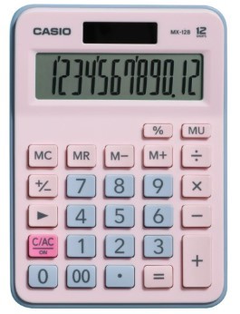 CASIO MX-12B-PKLB ACIK PEMBE+ACIK MAVI 12 HANE MASA USTU HESAP MAKINESI